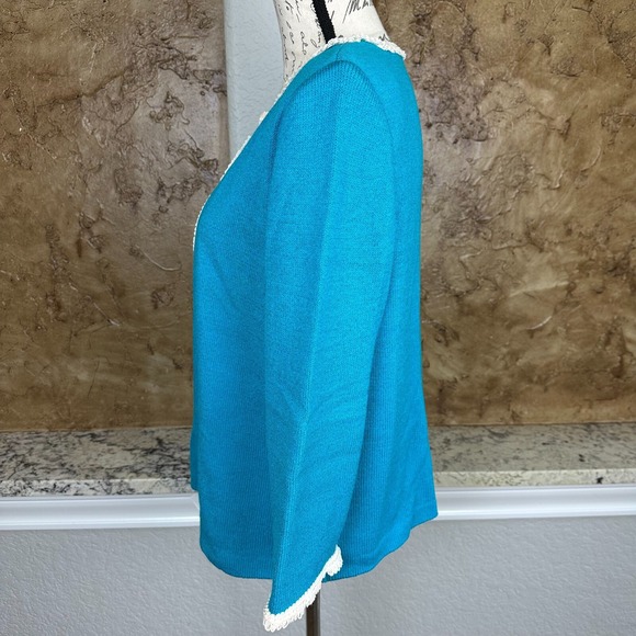 St. John Santana‎ Knit Jacket Women's 8 Wool Rayon Blend Blazer Turquoise - Picture 5 of 11